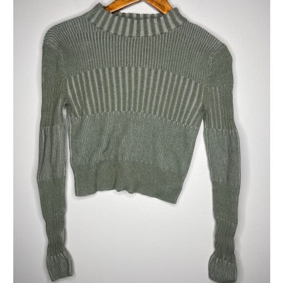 American Eagle Outfitters Tops - American Eagle Green Ribbed Mock High Neck Lightweight Sweater In Color Green